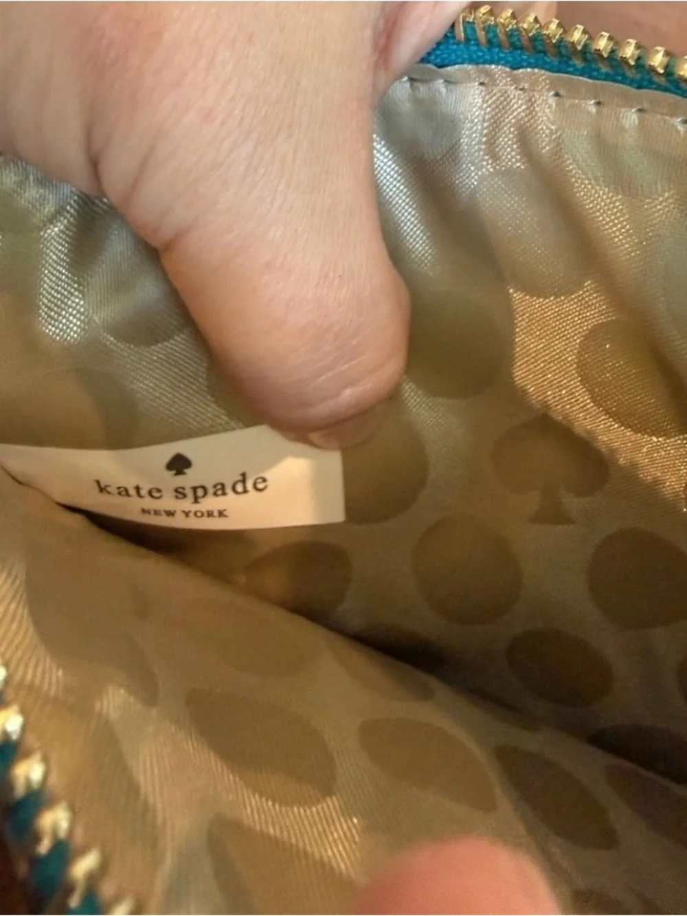 kate spade teal saffiano zip card holder wallet